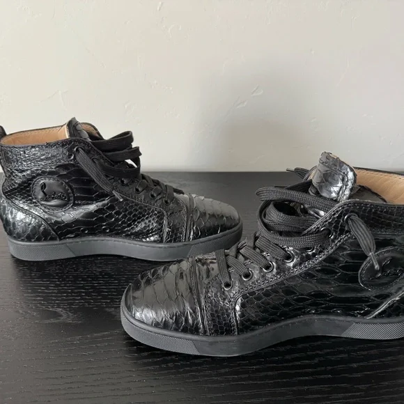 Christian Louboutin Black Python High-Top Sneakers - Picture 3 of 6